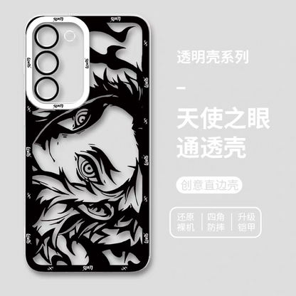 Japanese Anime Kimetsu no Yaiba Demon Slayer | White & Black Draft Style Rengoku Kyoujurou - Phone Case Samsung Galaxy S25 S24 S23 S22 S21 FE Ultra Edge