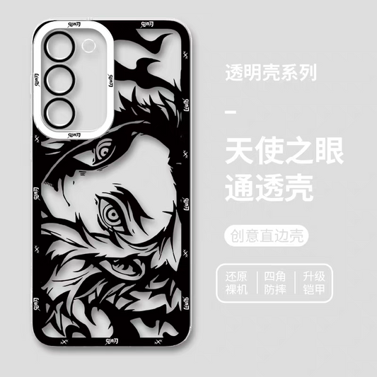 Japanese Anime Kimetsu no Yaiba Demon Slayer | White & Black Draft Style Rengoku Kyoujurou - Phone Case Samsung Galaxy S25 S24 S23 S22 S21 FE Ultra Edge