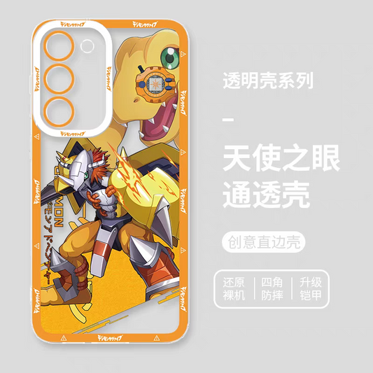 Japanese Cartoon Digimon Adventure Digital Monster Digivice Version | Metal Greymon - Phone Case Samsung Galaxy S25 S24 S23 S22 S21 FE Ultra Edge