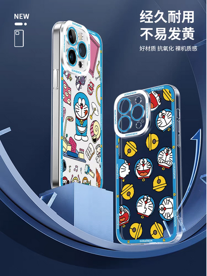 Japanese Cartoon Blue Robot Cat | Doraemon Painter - iPhone Case PLUS SE2 XS XR X 11 12 13 14 15 16 17 Pro Promax 12mini 13mini