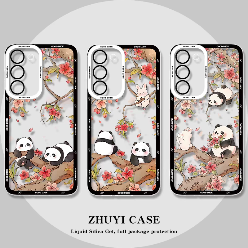 Cute Animal Panda | Panda on Flower Tree - Phone Case Samsung Galaxy S25 S24 S23 S22 S21 FE Ultra Edge
