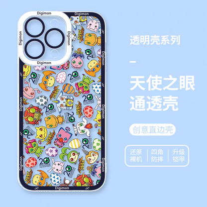 Anime Digimon Digital Monster Full Screen Colourful Verson | Icon Characters & Monster - iPhone Case 7 8 PLUS SE2 XS XR X 11 12 13 14 15 16 16e 17 Pro Promax 12mini 13mini