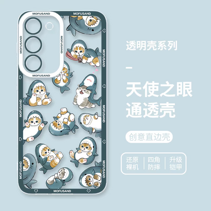 Japanese Cartoon Mofusand | Full Screen Small Shark Mofusand - Phone Case Samsung Galaxy S25 S24 S23 S22 S21 FE Ultra Edge