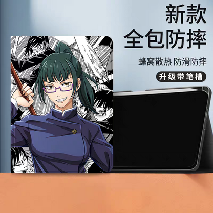 Japanese Anime Jujutsu Kaisen Comic Anime Style Protect Case with Pen Holder | Zenin Maki - iPad Mini 4,5,6,7 / iPad Air / iPad Pro 2025 2024 2022 2021 2020 2018