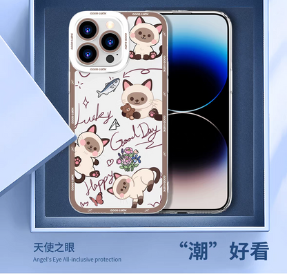 Japan Style Simple Cute Animals Style | Cats & Dogs Lucky Day 8 Styles - iPhone Case PLUS SE2 XS XR X 11 12 13 14 15 16 16e 17 17e Pro Promax 12mini 13mini