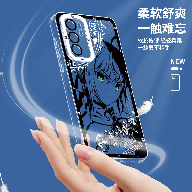 Japanese Anime Fate Stay Night Black Drawing with Colour Eyes Style | Gilgamesh Saber Mash Ishtar EMIYA Tohsaka Rin Astolfo Joan of Arc - Phone Case Samsung Galaxy S26 S25 S24 S23 S22 S21 FE Ultra Edge