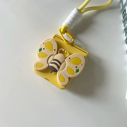 Korea Style Cute Style with Phone Stand | Elephant Bee Butterfly Ribbon - Phone Case Samsung Galaxy Z Flip 3 4 5 KawaiiGiftLand