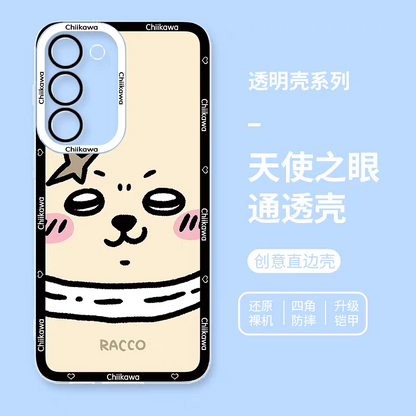 Japanese Cartoon Chiikawa Big Face | Chiikawa Hachiware Usagi Momonga Kurimanju Rakko Shisa Crab - Phone Case Samsung Galaxy S25 S24 S23 S22 S21 FE Ultra Edge