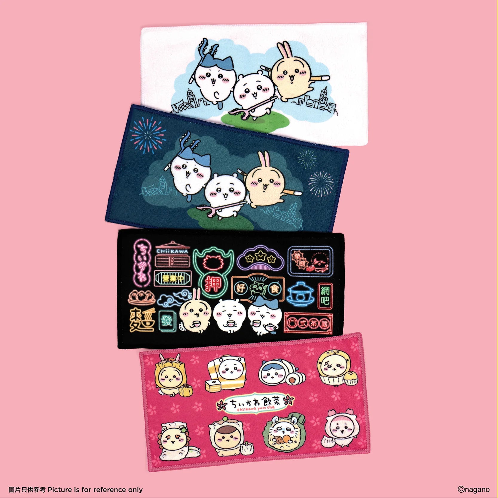 [Per-order] ChiiKawa Yum Cha Limited Series | ChiiKawa Hachiware Usagi Momonga Kurimanju Rakko Shisa Crab Cute Yum Cha Collection Hand Towel Set - Kawaii items Room Decoration