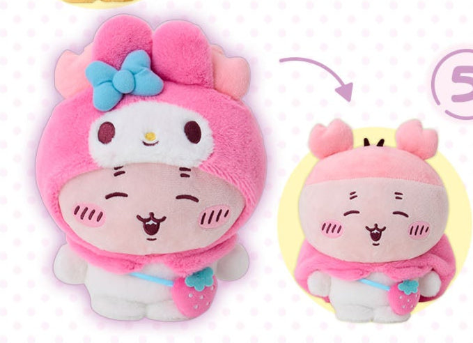 [Pre-Order] Japan ChiiKawa X Sanrio Series 4 | ChiiKawa Hachiware Usagi Momonga Crab Crossover Sanrio Characters Costume Plush Doll - Kawaii items Room Decoration doll - KawaiiGiftLand