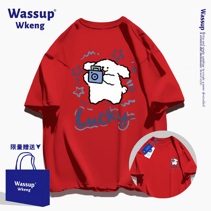 Cute Cartoon Doggie Maltese Puppy Style T-Shirt Series | Take Photo with Camera Front & Back - Kawaii Fashion Items  for Child & Adult