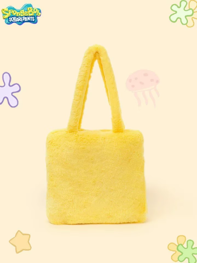 SpongeBob SquarePants Fluffy Big Head Yellow Shoulder Tote Bag