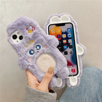 Plush Purple Rabbit Fluffy iPhone Case 11 12 13 14 Pro Promax