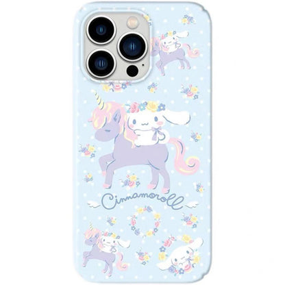 Japanese Cartoon CN with Unicorn Blue iPhone Case PLUS XS XR X 11 12 13 14 15 Pro Promax