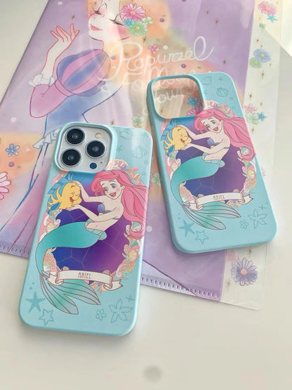 Mermaid Girl Ariel with friend Princess iPhone Case 12 13 14 15 Pro Promax Plus