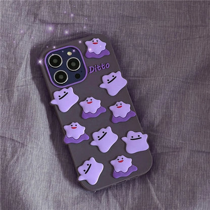 Pokémon Ditto Purple Soft iPhone Case XS XR X 11 12 13 14 15 Pro Promax
