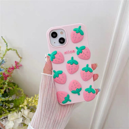 Nice Strawberry Pink iPhone Case XS XR X 11 12 13 Pro Promax
