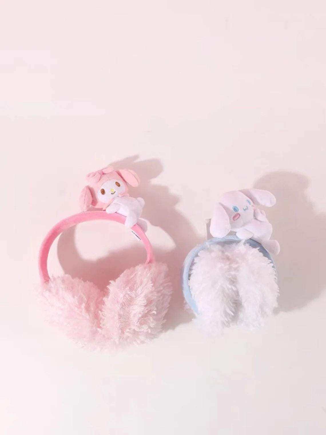 Sanrio My Melody Cinnamoroll Fluffy Earmuffs Headband with Plush Doll Hair Winter Accessory Outfits