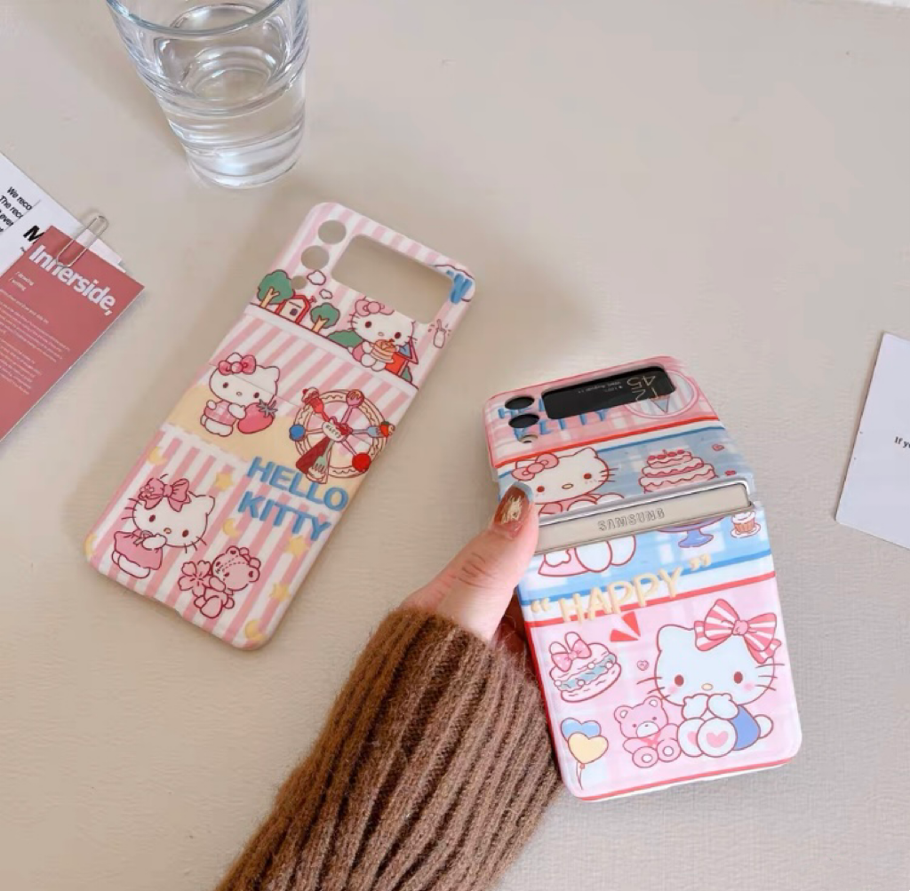 Japanese Cartoon Samsung Galaxy Z Flip 3 4 5 W23 Filp KT Carnival & Party Phone Case