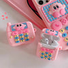 Japanese Cartoon Pink Monster Starkabi with Pink Telephone Mobile AirPods AirPodsPro AirPods3 Case