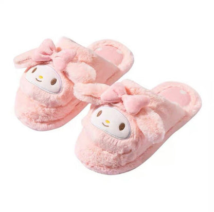 Sanrio My Melody Pink Fluffy Big Head Fur Winter Slippers