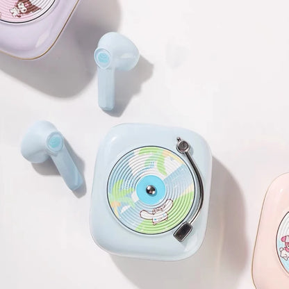 Sanrio Record Player Style TWS Bluetooth Earphones My Melody Kuromi Cinnamoroll Pochacco