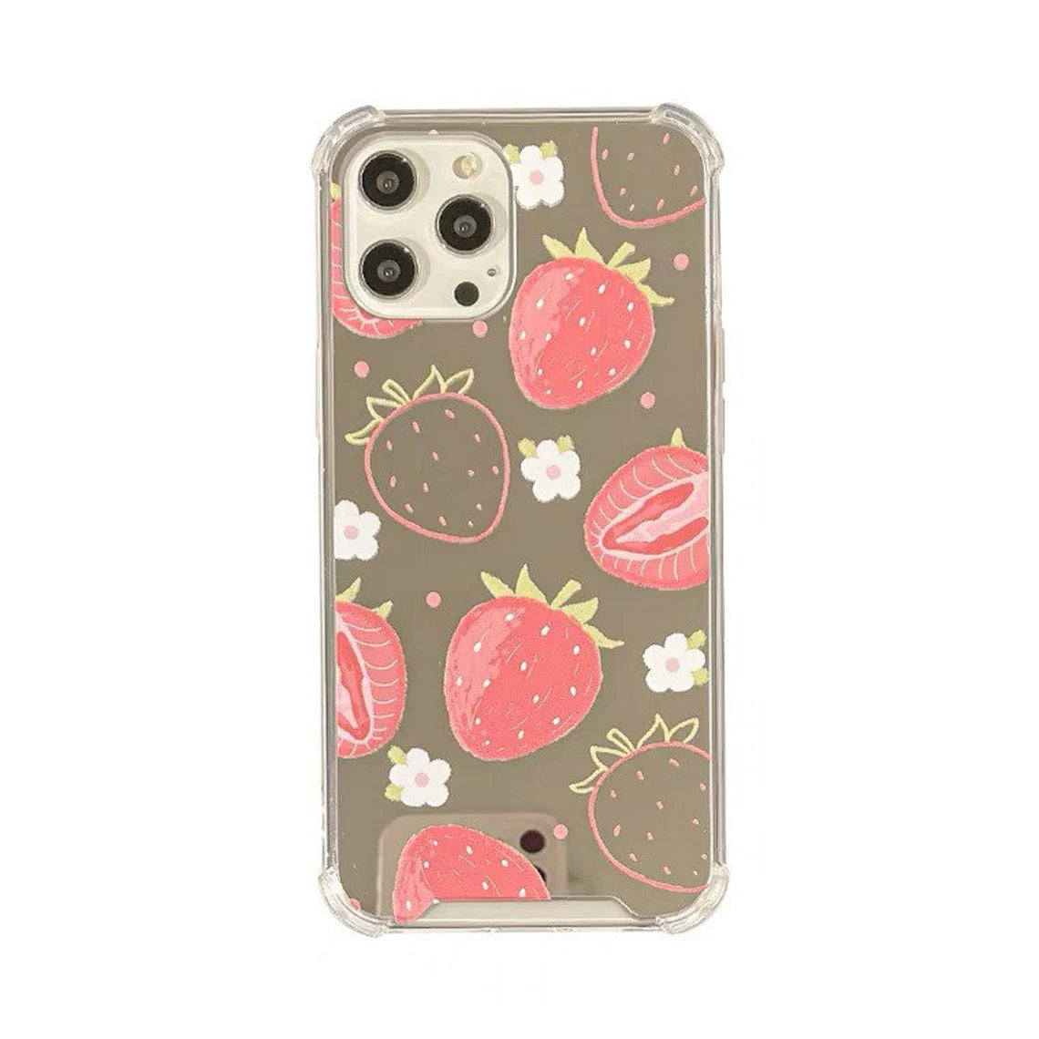 Full Strawberry with Mirror iPhone Case XS XR X 11 12 13 14 15 Pro Promax 12mini 13mini