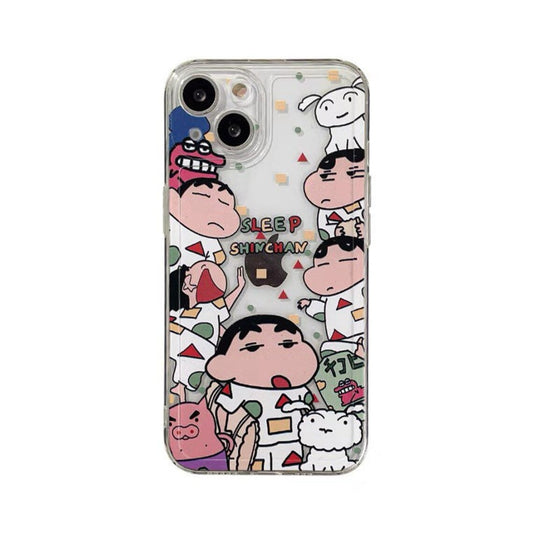 Japanese Cartoon Pajamas Sleepy Crayon Boy iPhone Case 6 7 8 PLUS SE2 XS XR X 11 12 13 14 15 Pro Promax 12mini 13mini