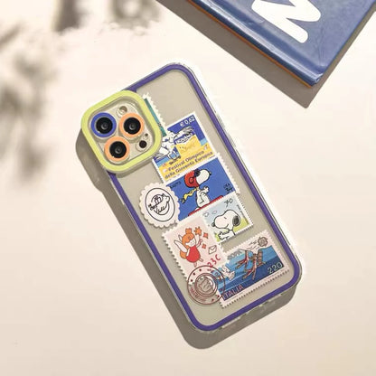 Cartoon Design Cute White Dog and Friends Charlie Sally Linus Stamps iPhone Case 6 7 8 PLUS SE2 XS XR X 11 12 13 14 15 Pro Promax 12mini 13mini