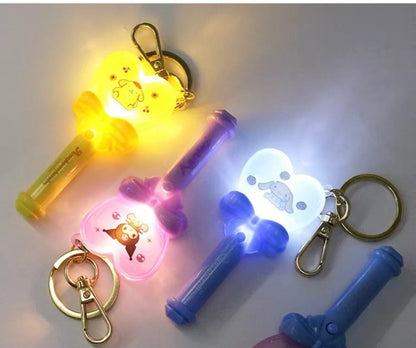 Sanrio Light Magic Wand Stick Hello Kitty Melody Kuromi Cinnamoroll Little Twin Stars Pompompurin Keychain