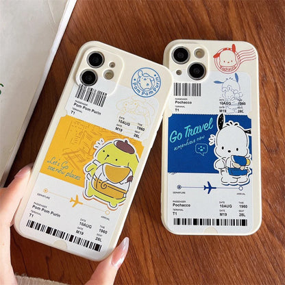 Japanese Cartoon Travel Ticket PN PC iPhone Case 6 7 8 XS XR X 11 12 13 14 15 Pro Promax 12mini 13 mini