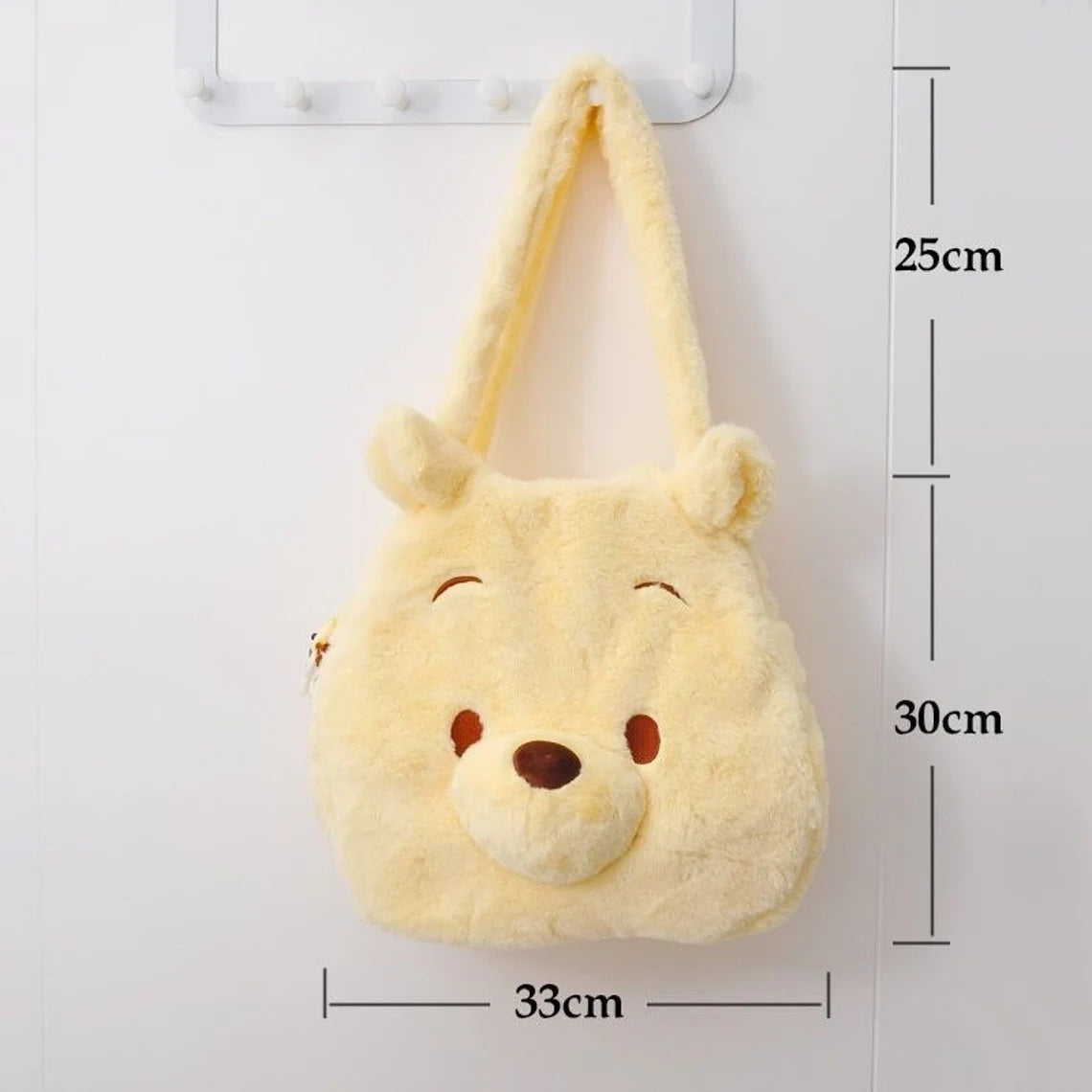 Disney Winnie The Pooh Fluffy Big Head Yellow Shoulder Bag can