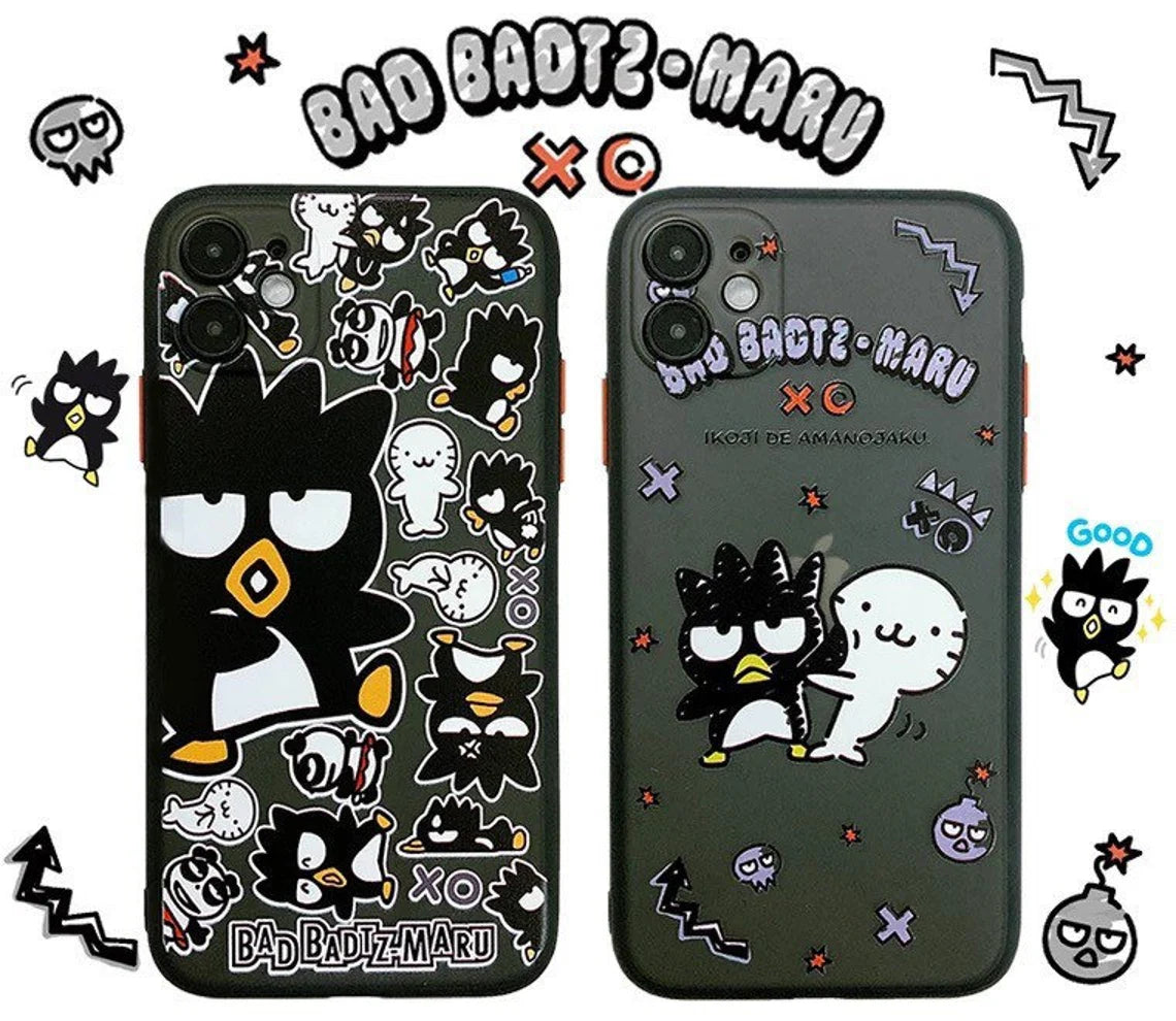 Japanese Cartoon Bad Badtz Maru XO with Phone Strap iPhone Case 6 7 8 PLUS SE2 XS XR X 11 12 13 14 15 Pro Promax 12mini 13mini