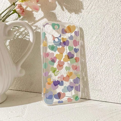 A Lot Of Love Colorful Hearts iPhone Case 6 7 8 PLUS SE2 XS XR X 11 12 13 14 15 Pro Promax 12mini 13mini