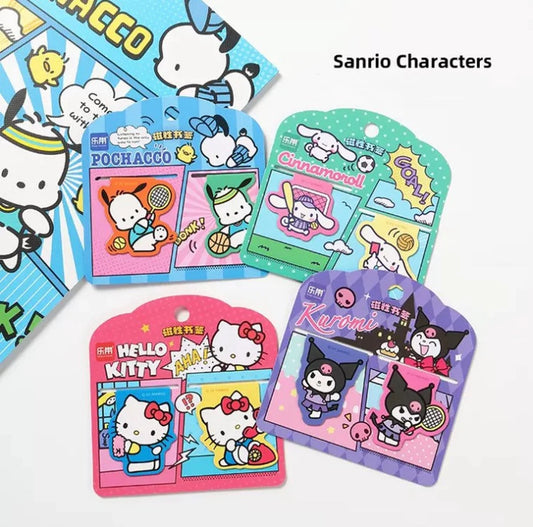 Sanrio Comics Style Hello Kitty Kuromi Cinnamoroll Pochacco Magnetic Book Clip Bookmark Set