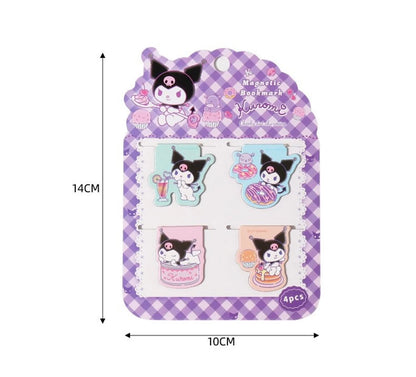 Sanrio Hello Kitty My Melody Kuromi Cinnamoroll Pompompurin Little Twin Stars Magnetic Book Clip Bookmark Set