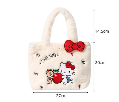 Sanrio Hello Kitty My Melody Kuromi Cinnamoroll Fluffy Shopping Totes Shoulder Bag with Strap