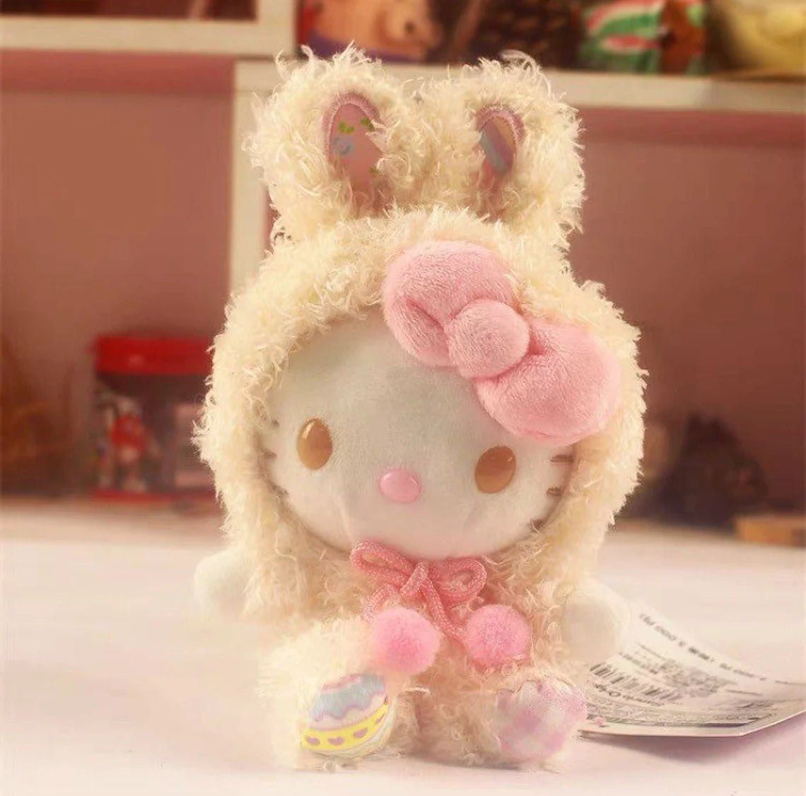 Sanrio Easter Rabbit Hello Kitty Yellow Plush Doll & Mini Plush Doll Keychain