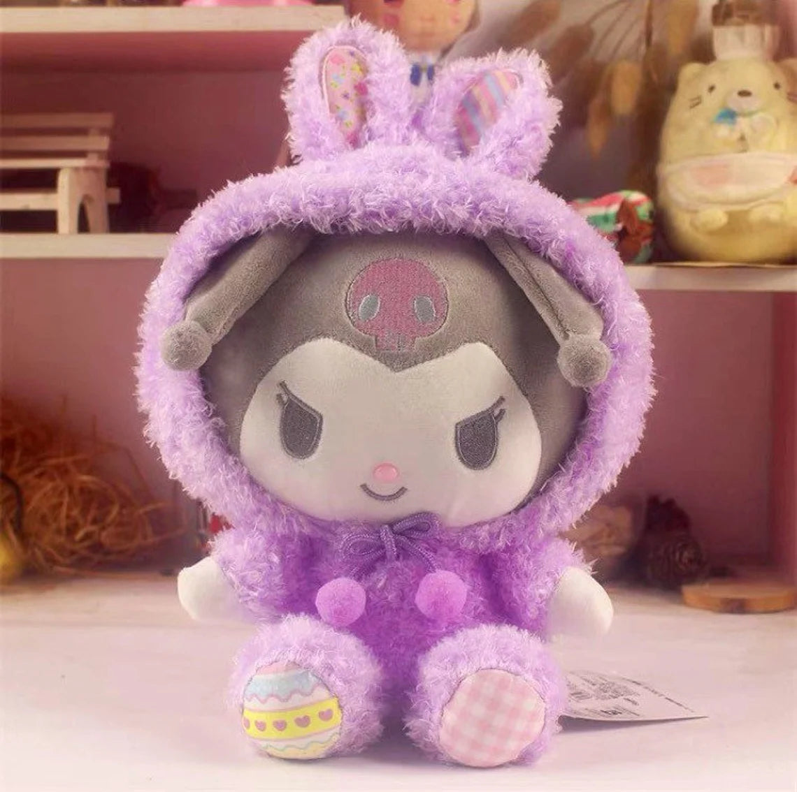 Sanrio Easter Rabbit Kuromi Purple Plush Doll & Mini Plush Doll Keychain