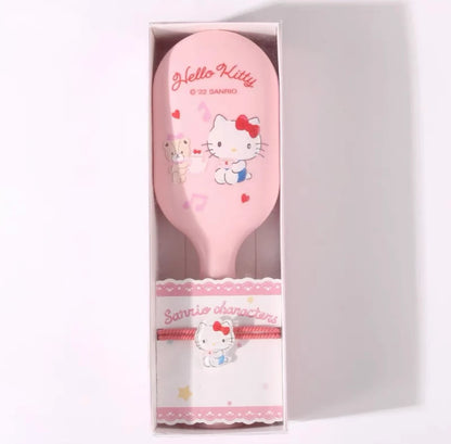 Sanrio Hello Kitty My Melody Kuromi Cinnamoroll Pompompurin Pochacco Paddle Brush Comb with Hair Tie Set