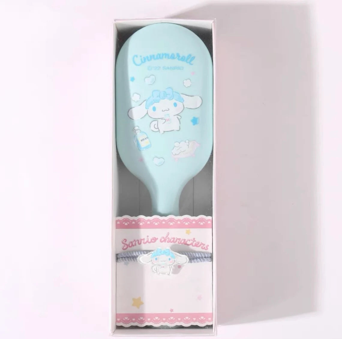 Sanrio Hello Kitty My Melody Kuromi Cinnamoroll Pompompurin Pochacco Paddle Brush Comb with Hair Tie Set