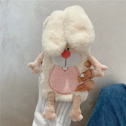 Plush White Rabbit Fluffy iPhone Case 11 12 13 14 15 Pro Promax