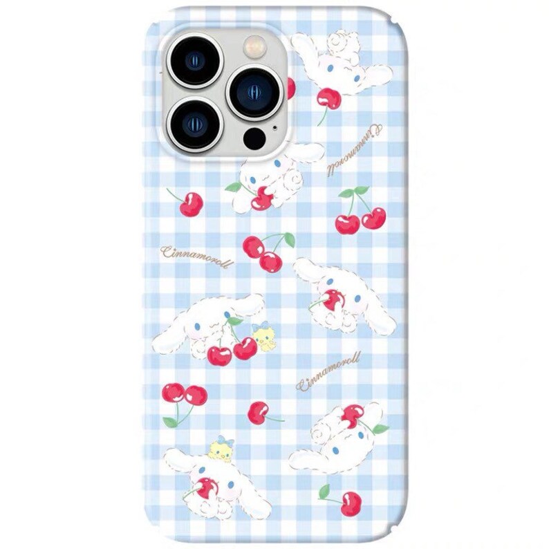 Japanese Cartoon CN with Cherry and Bird iPhone Case PLUS XS XR X 11 12 13 14 15 Pro Promax