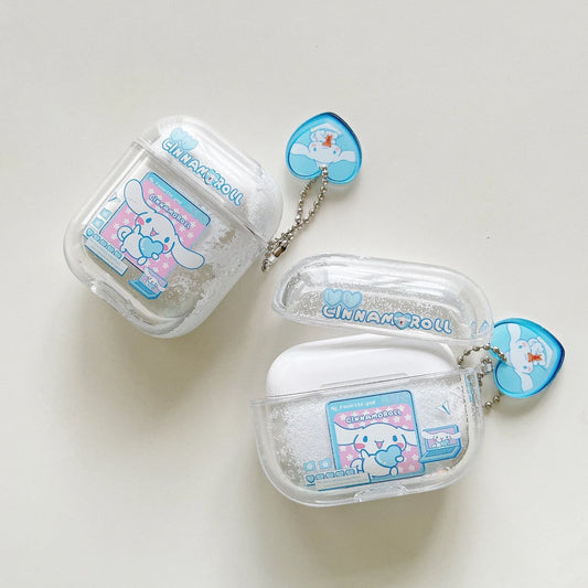 Japanese Cartoon CN with Heart Glitter White Bling Bling AirPods AirPodsPro AirPods3 Case