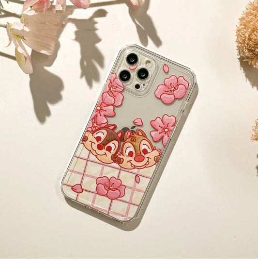 Cute Squirrel Clip Dale with Flowers iPhone Case 6 7 8 PLUS SE2 XS XR X 11 12 13 14 15 Pro Promax 12mini 13mini