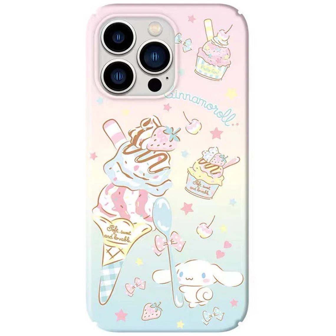 Japanese Cartoon CN with Ice Cream Sweets Deserts iPhone Case PLUS XS XR X 11 12 13 14 15 Pro Promax