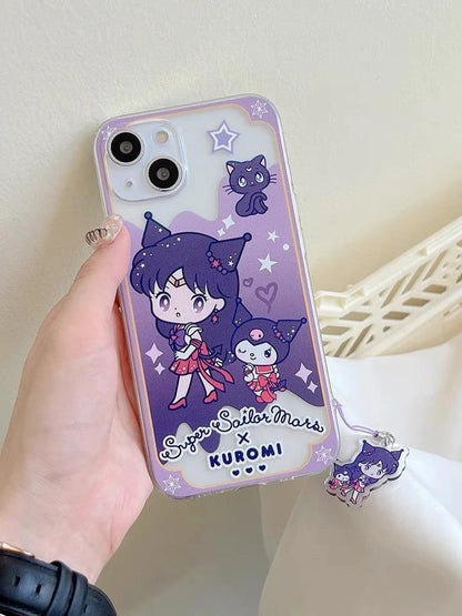 Clean Japanese Cartoon Sailor Moon iPhone Strap KT MM KU CN PN iPhone Case 6 7 8 PLUS SE2 XS XR X 11 12 13 14 15 Pro Promax 12mini 13mini