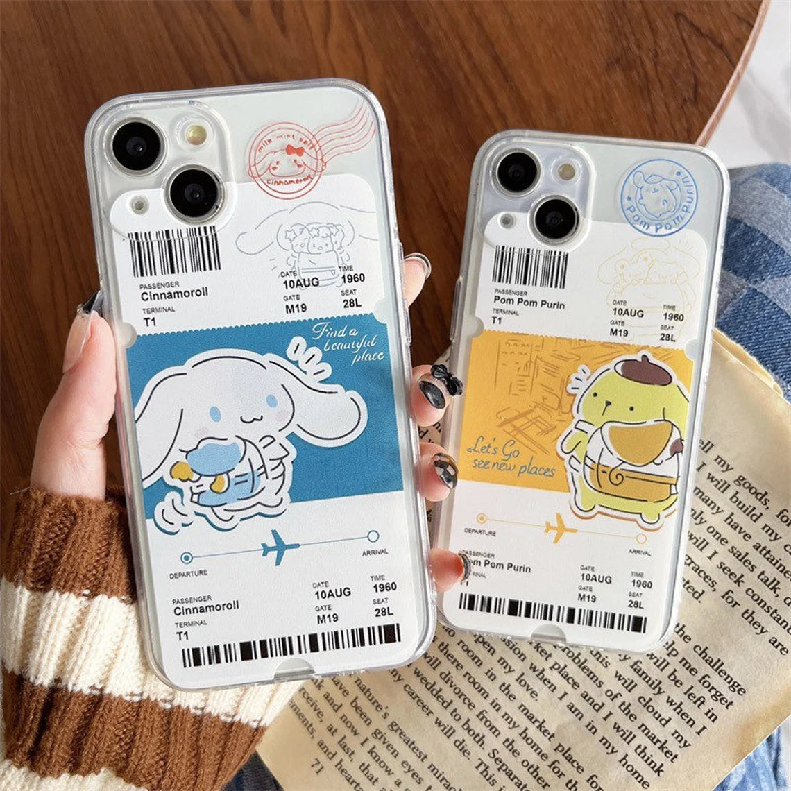 Clean Travel Ticket Japanese Cartoon KU CN PN PC iPhone Case 6 7 8 XS XR X 11 12 13 14 15 Pro Promax 12mini 13 mini
