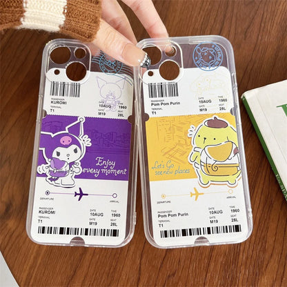 Clean Travel Ticket Japanese Cartoon KU CN PN PC iPhone Case 6 7 8 XS XR X 11 12 13 14 15 Pro Promax 12mini 13 mini