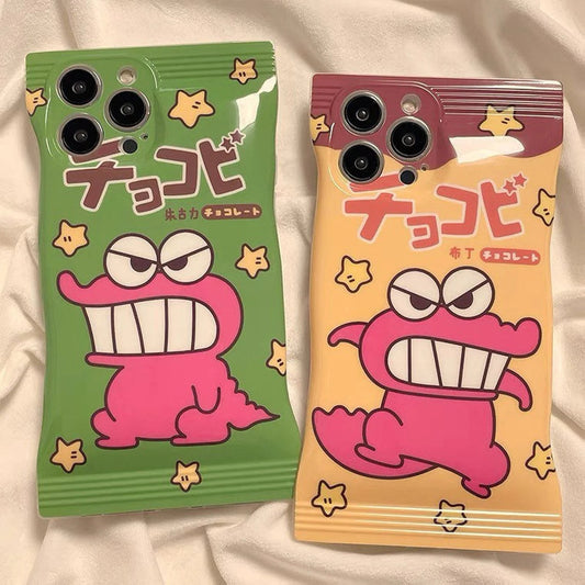 Japanese Cartoon Crayon Boy Dinosaur Star Biscuits Packing iPhone Case 14 13 12 11 XS XR Max KawaiiGiftLand